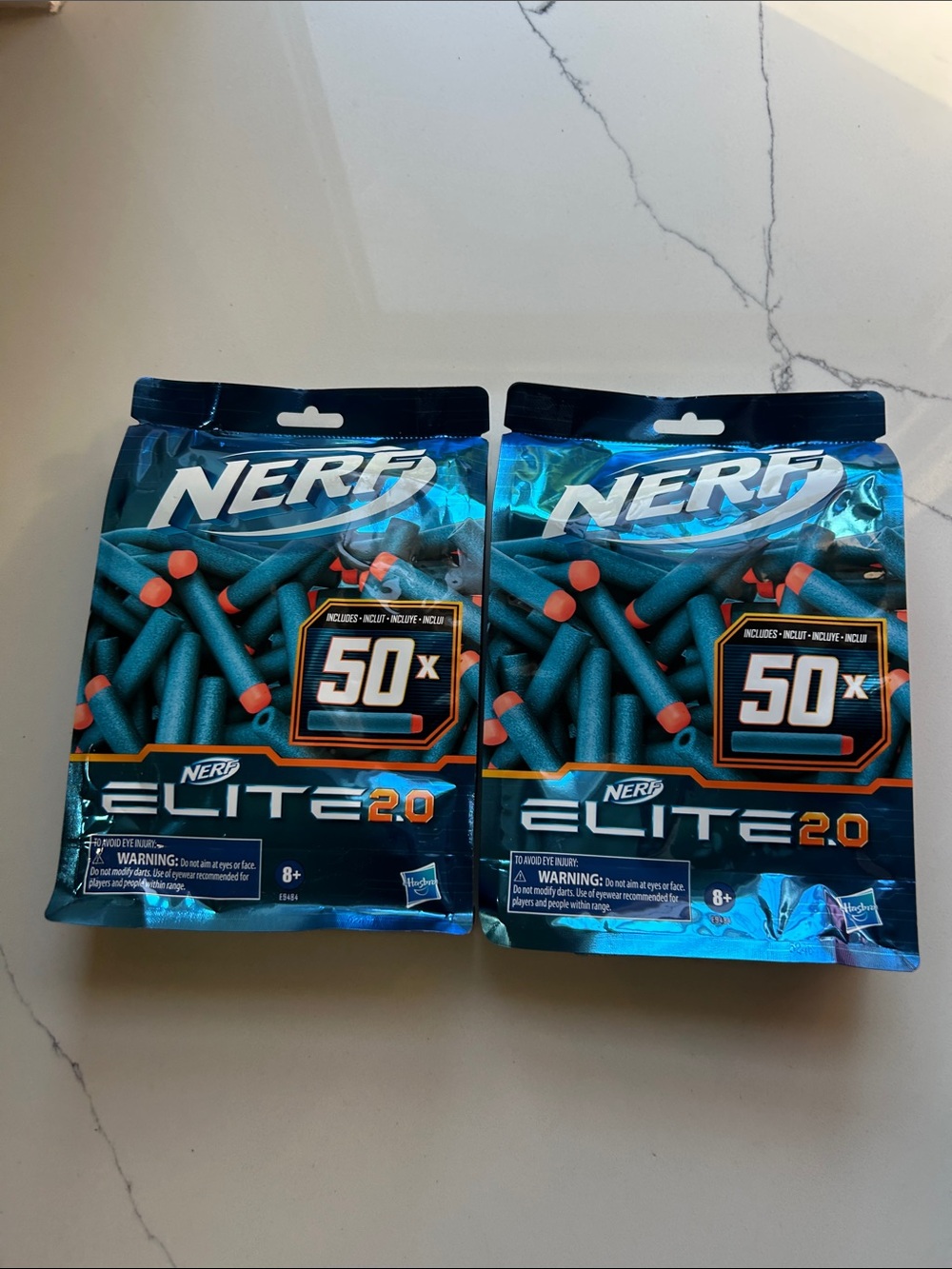 Nerf Elite 2.0 Foam Darts – Blue with Orange Tips (2 Packs)